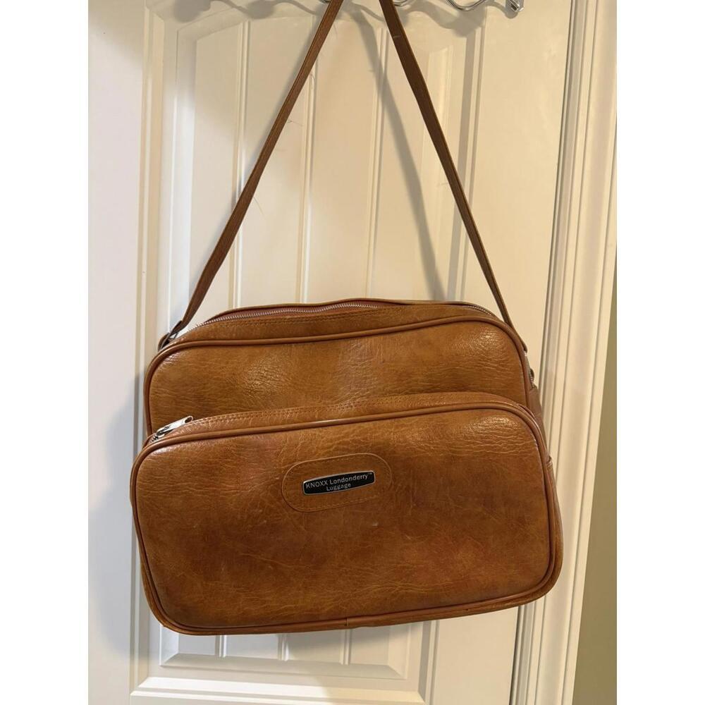 Vintage Knoxx Londonderry 16" Brown Carry On/Duffle Leather Weekend Bag Retro